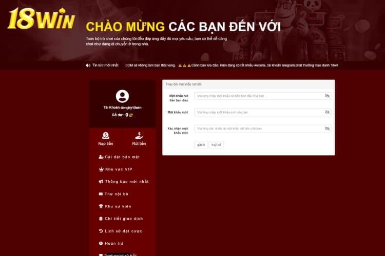 Cần bảo mật thông tin mật khẩu rút tiền