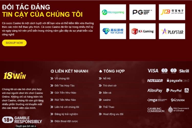 Nhà cái 18win cực kỳ uy tín